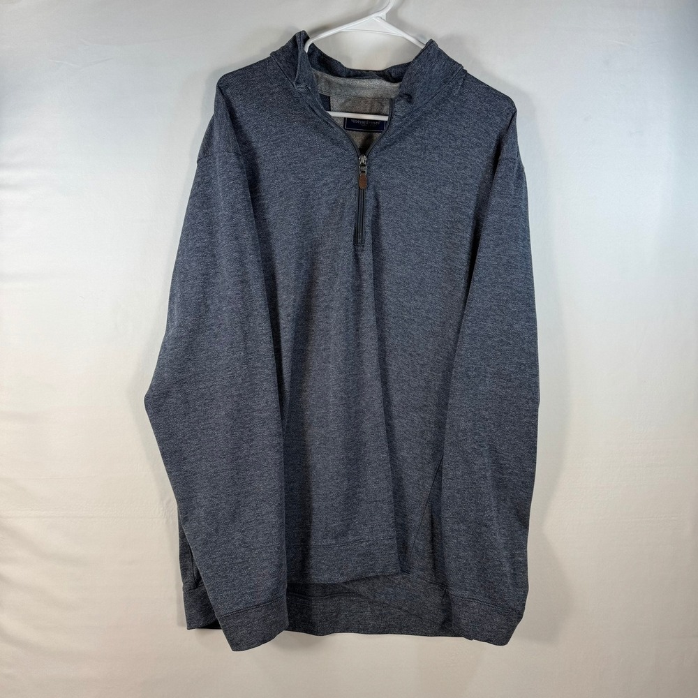 Vineyard Vines Mens XL Gray Herringbone Quarter Zip Pullover Sweater Activewear